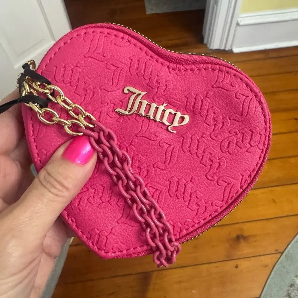 NWT *Juicy Couture* Monogram Fuchsia Heart Coin Pouch